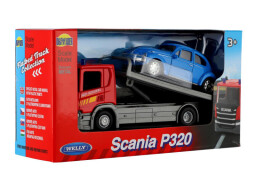 Welly odtahovka Scania P320 + Volkswagen Beetle 1:43